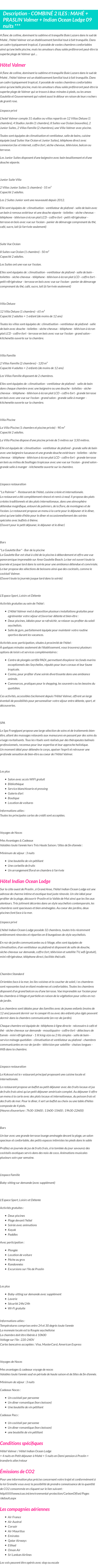 Détails du séjour