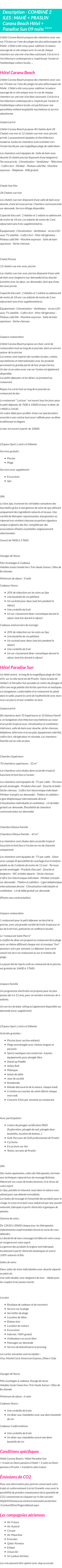 Détails du séjour