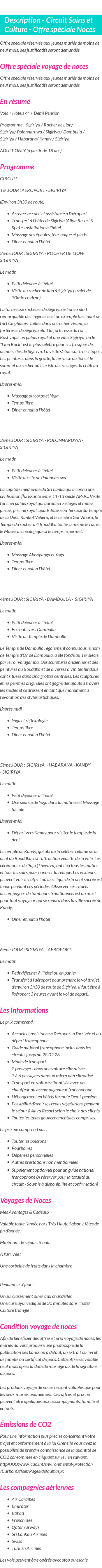 Détails du séjour