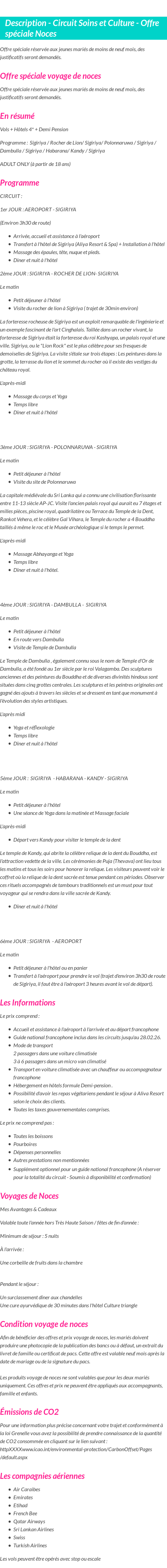 Détails du séjour