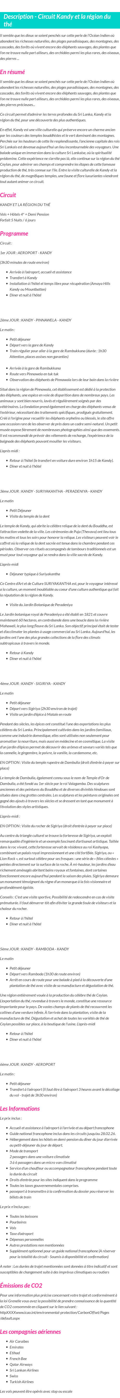 Détails du séjour