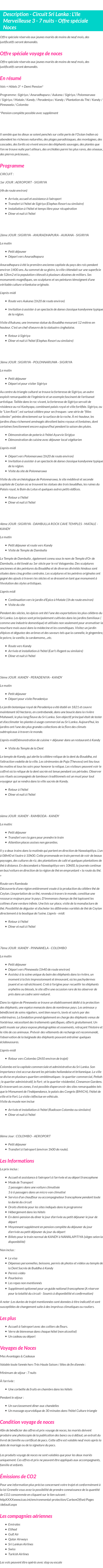 Détails du séjour
