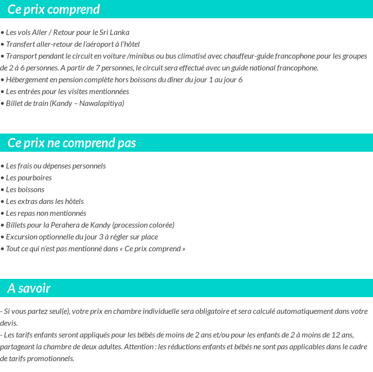 Conditions tarifaires