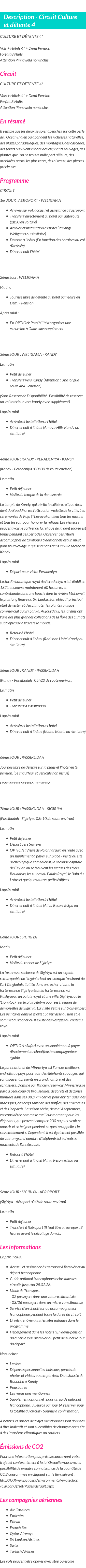 Détails du séjour