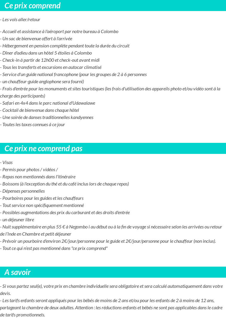 Conditions tarifaires