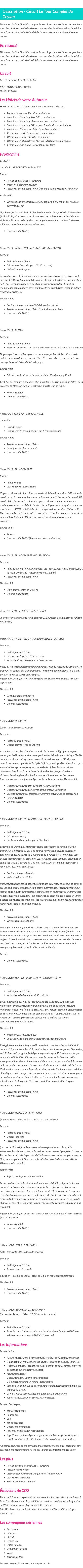 Détails du séjour