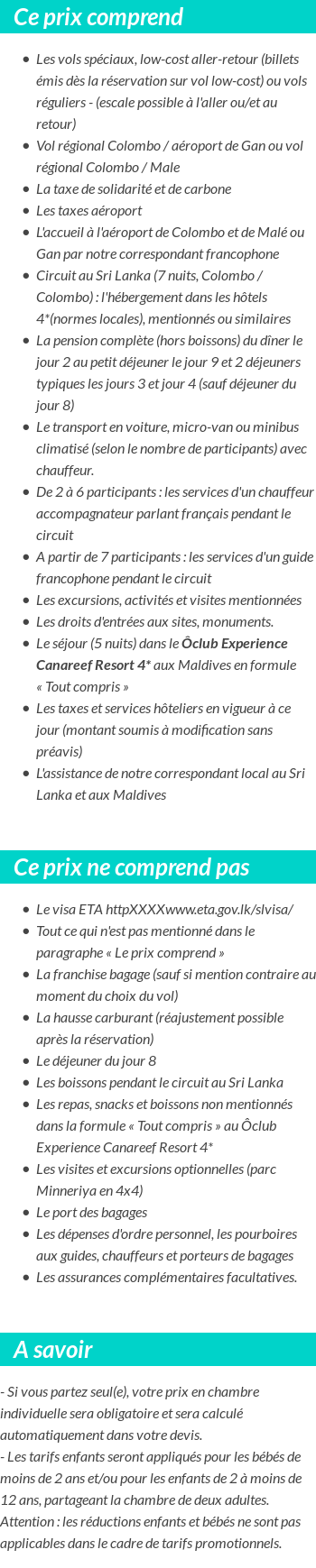 Conditions tarifaires