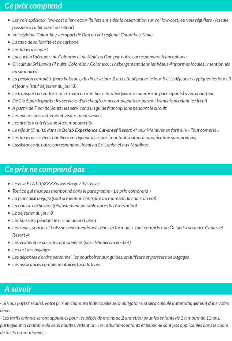 Conditions tarifaires