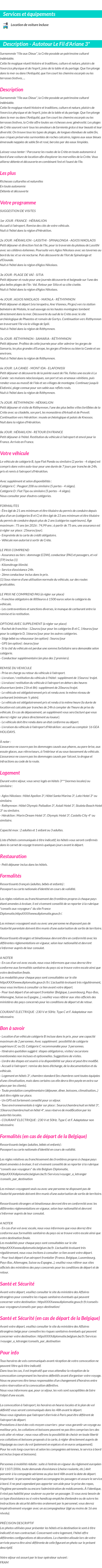 Détails du séjour
