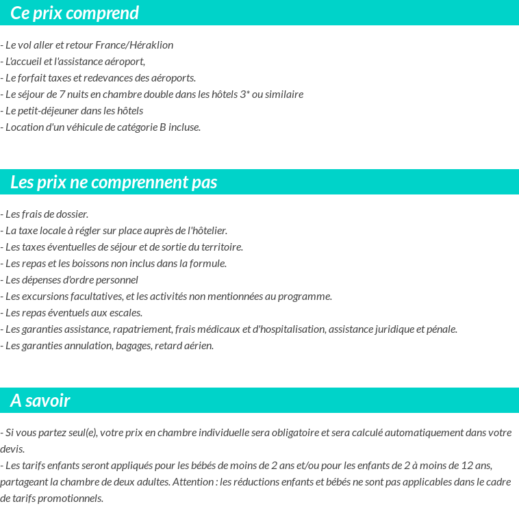 Conditions tarifaires