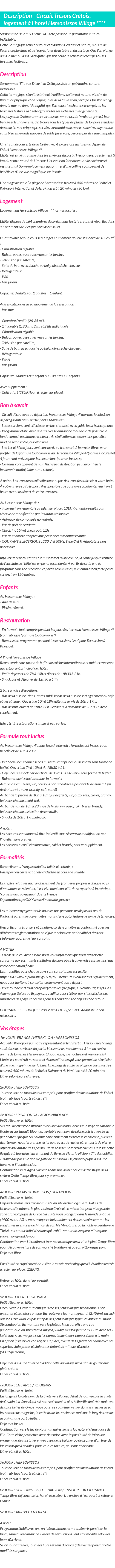 Détails du séjour