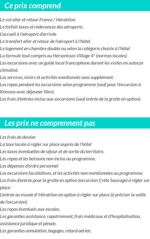 Conditions tarifaires