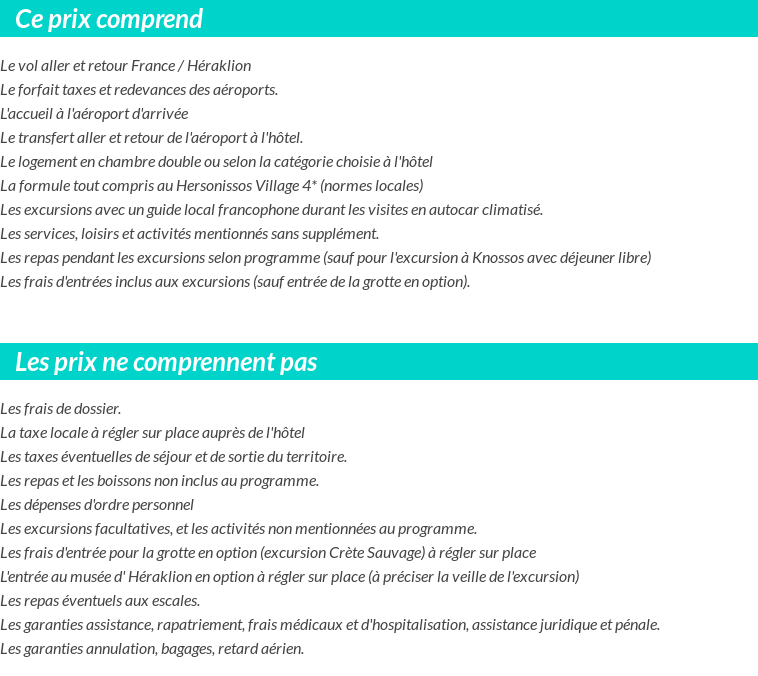 Conditions tarifaires