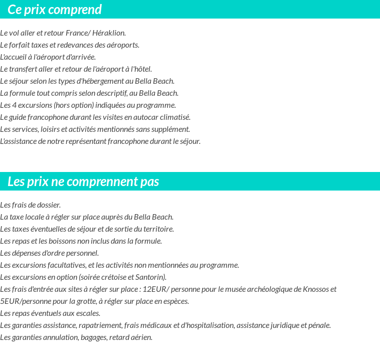 Conditions tarifaires