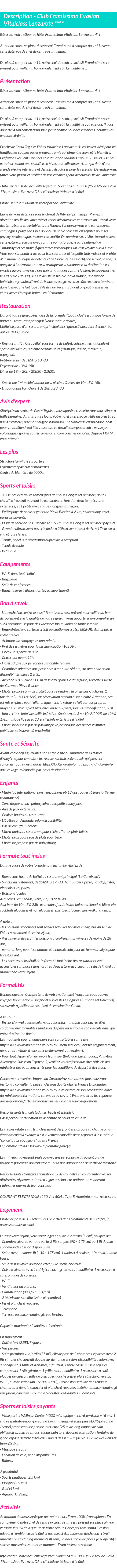 Détails du séjour