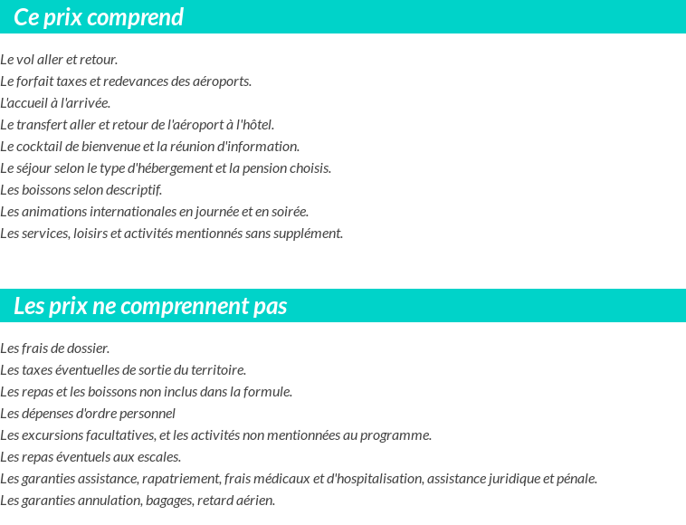 Conditions tarifaires