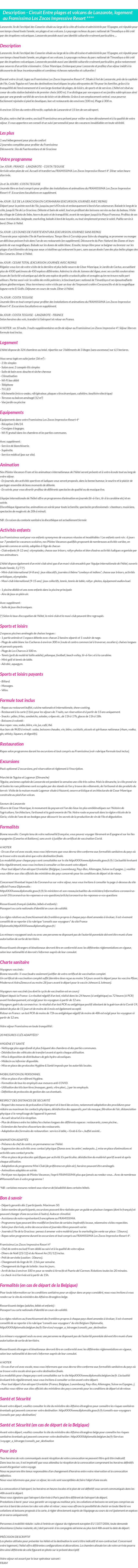 Détails du séjour