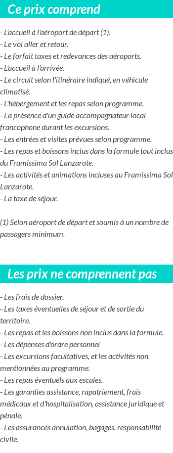 Conditions tarifaires