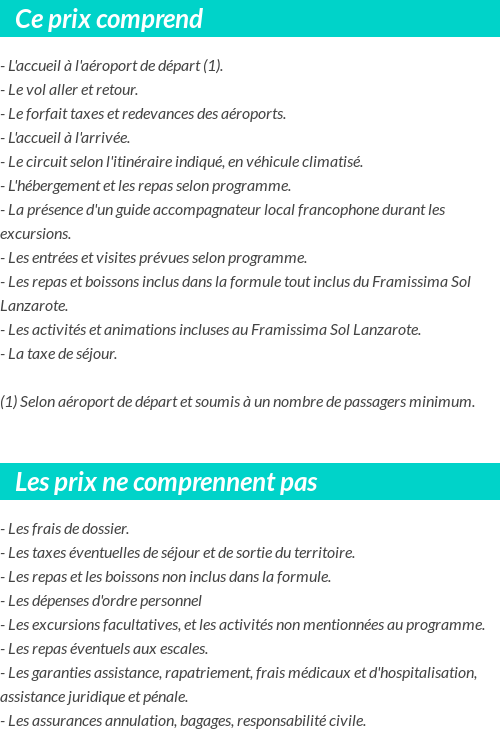 Conditions tarifaires