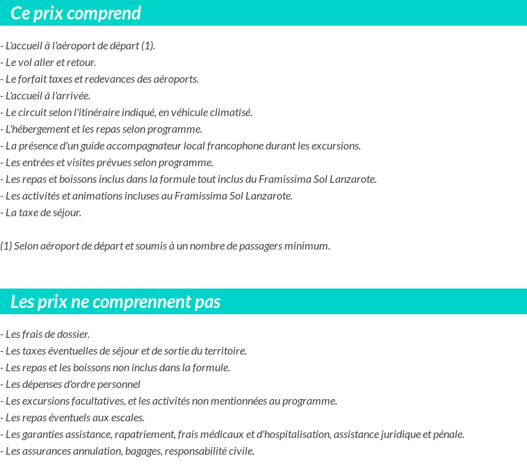 Conditions tarifaires
