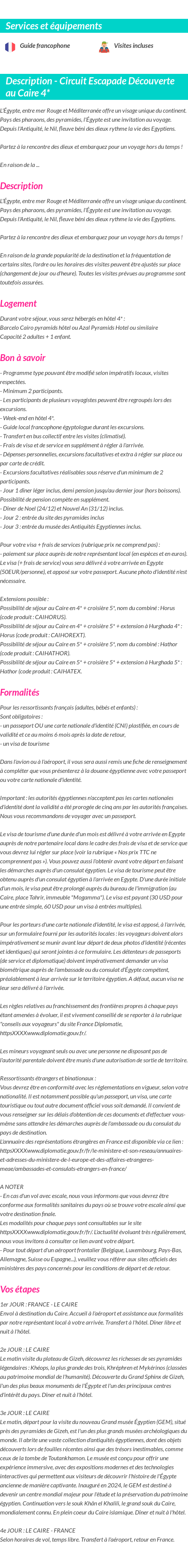 Détails du séjour