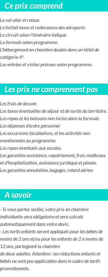 Conditions tarifaires