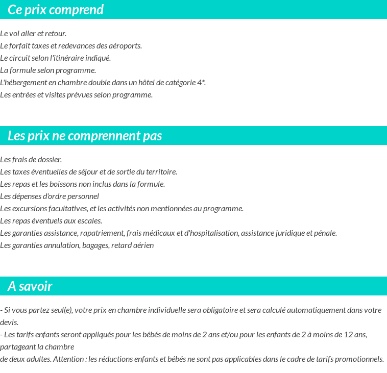 Conditions tarifaires