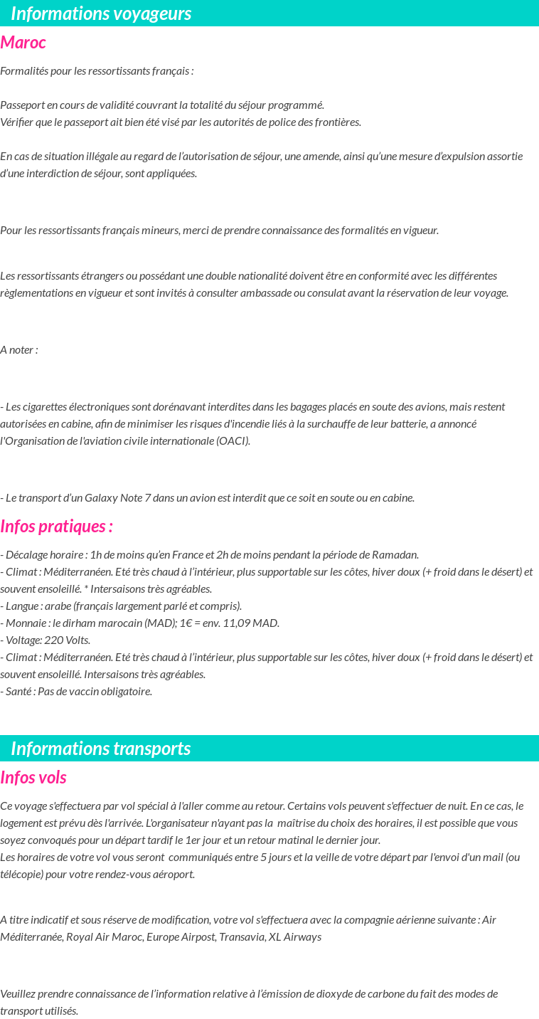 Formalités et infos voyageurs