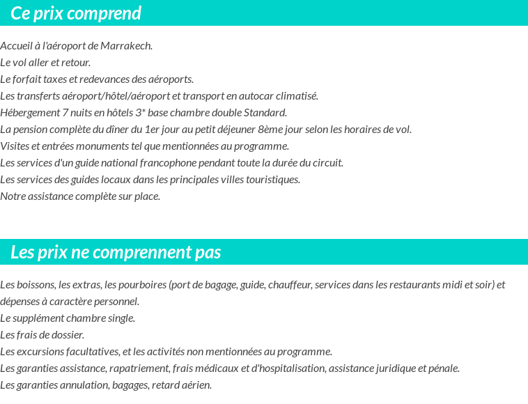 Conditions tarifaires