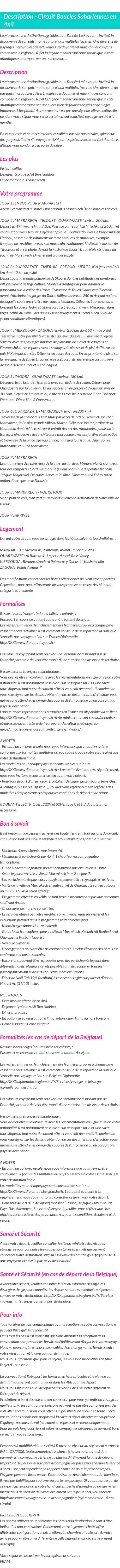 Détails du séjour