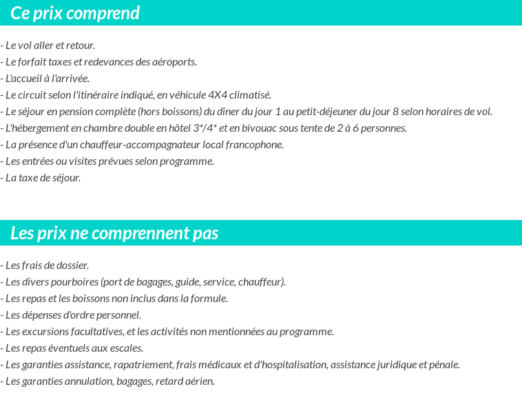 Conditions tarifaires