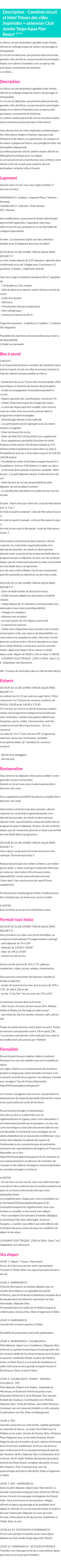 Détails du séjour