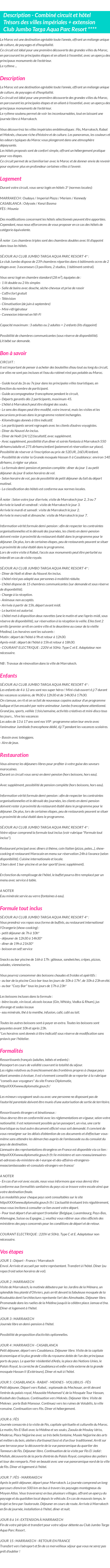 Détails du séjour