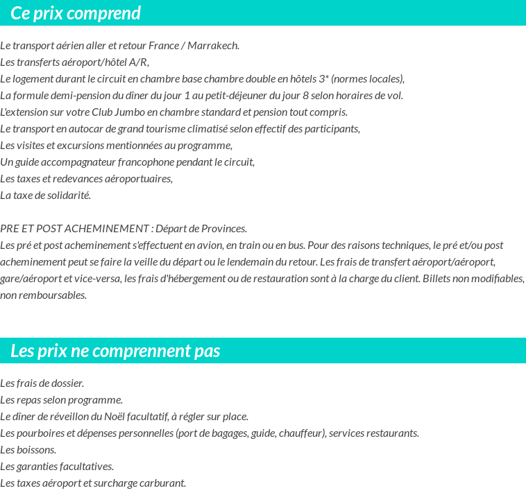 Conditions tarifaires