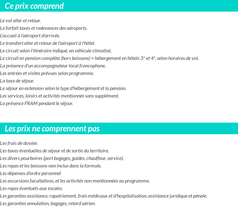 Conditions tarifaires