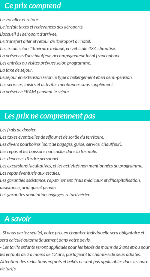 Conditions tarifaires