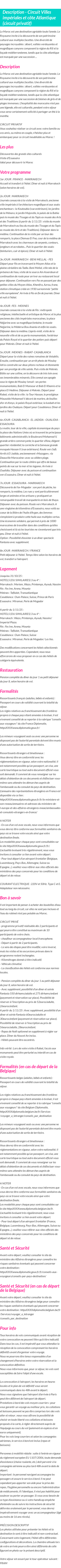 Détails du séjour