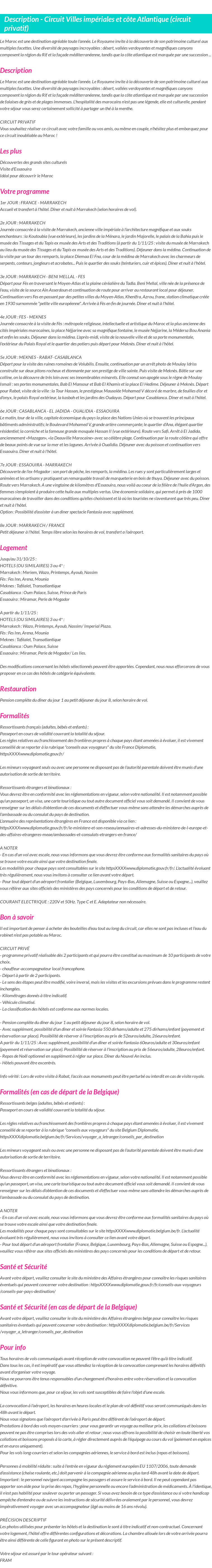 Détails du séjour