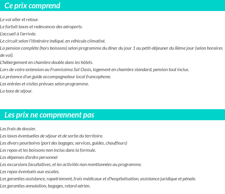 Conditions tarifaires