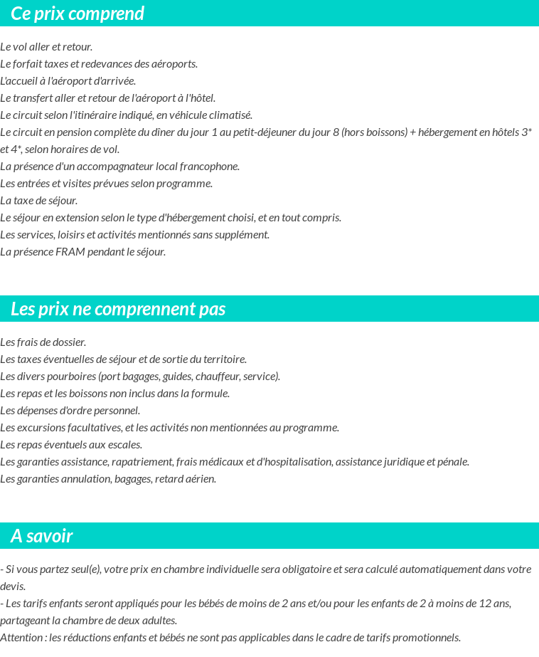 Conditions tarifaires
