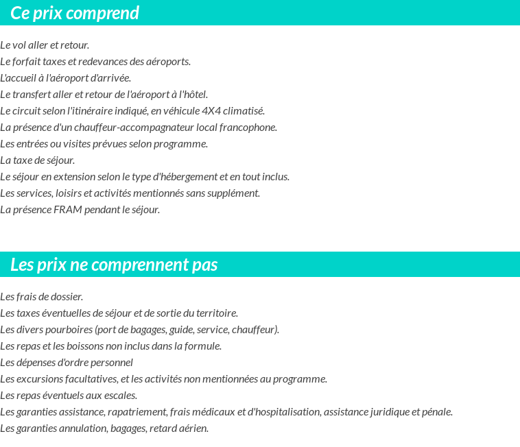 Conditions tarifaires