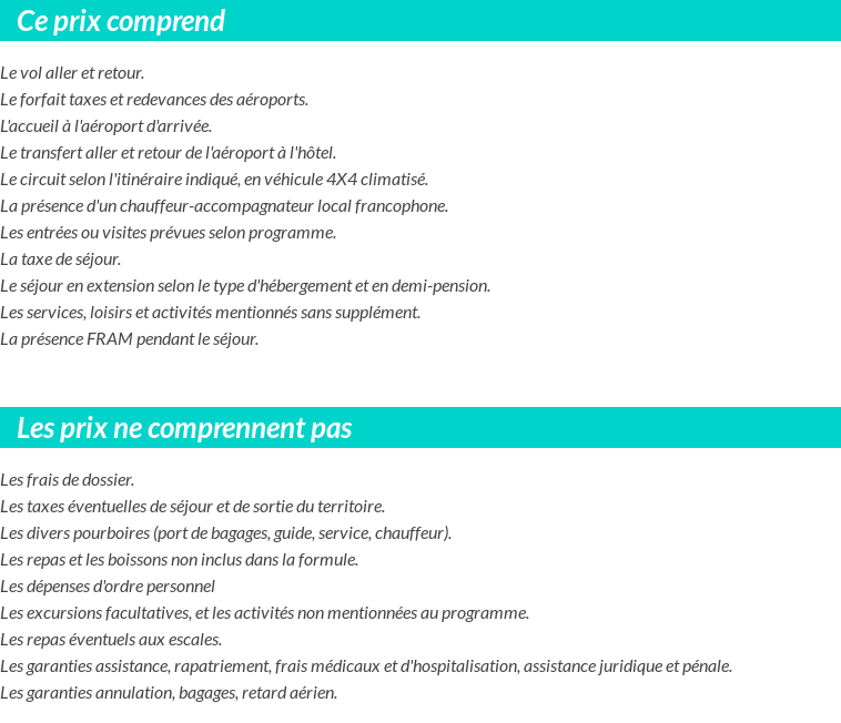 Conditions tarifaires