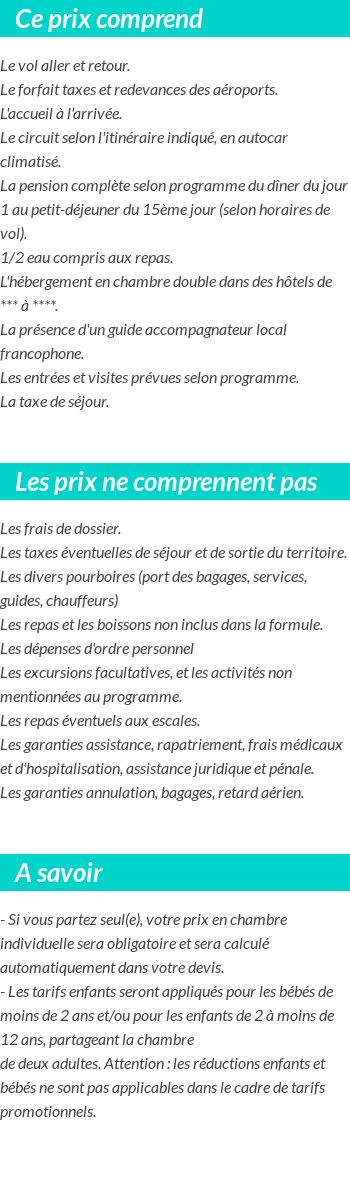 Conditions tarifaires