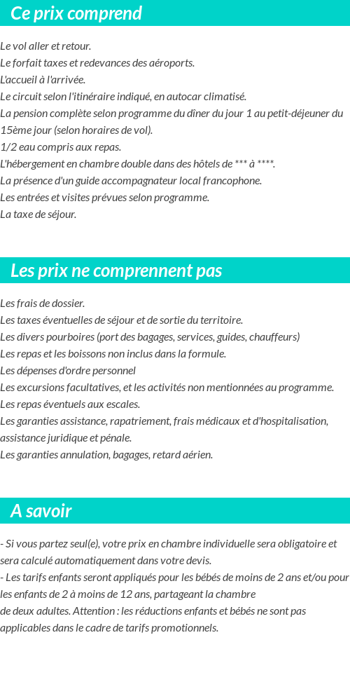 Conditions tarifaires
