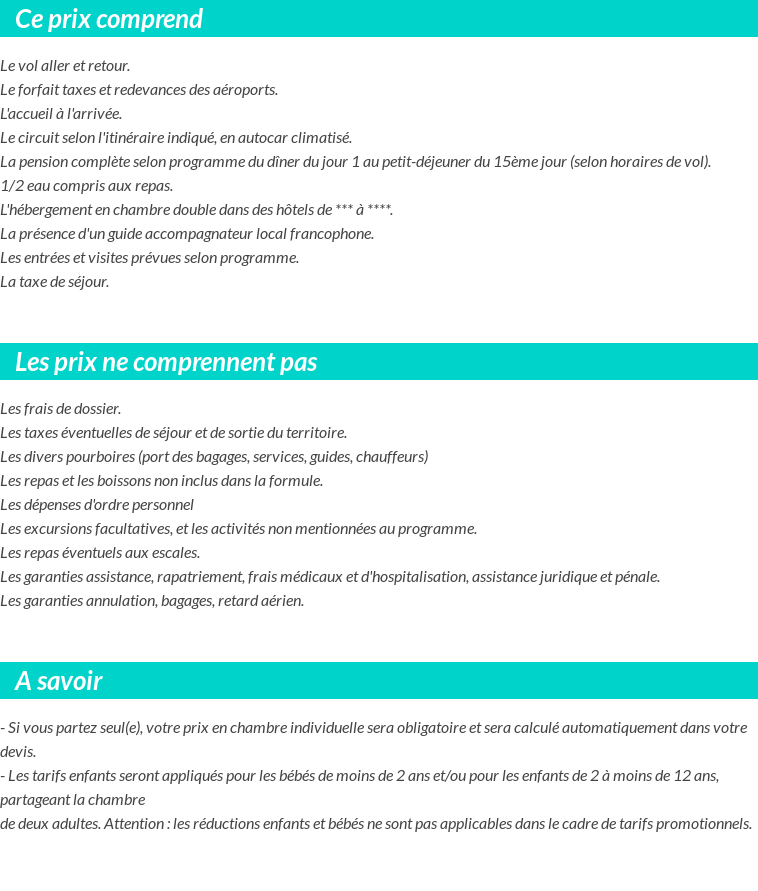 Conditions tarifaires