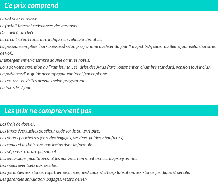 Conditions tarifaires