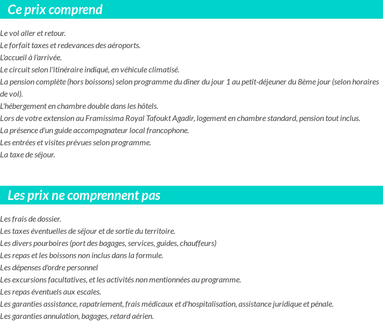 Conditions tarifaires