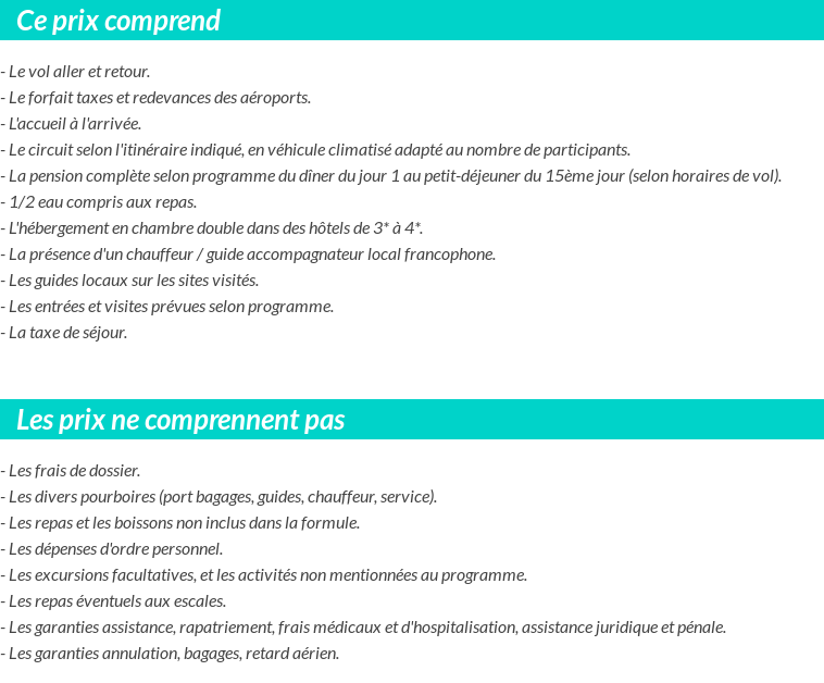 Conditions tarifaires