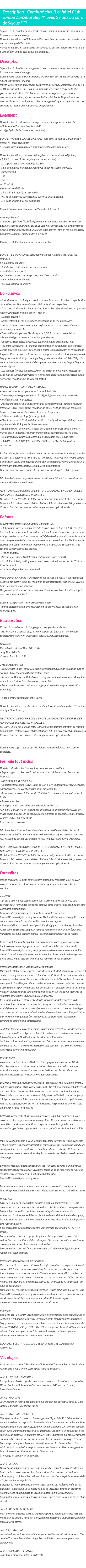 Détails du séjour