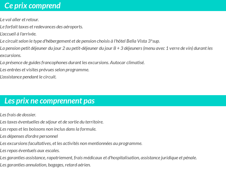 Conditions tarifaires